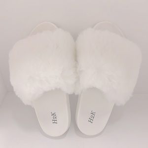 Woman fur slippers faux sandals indoor outdoor